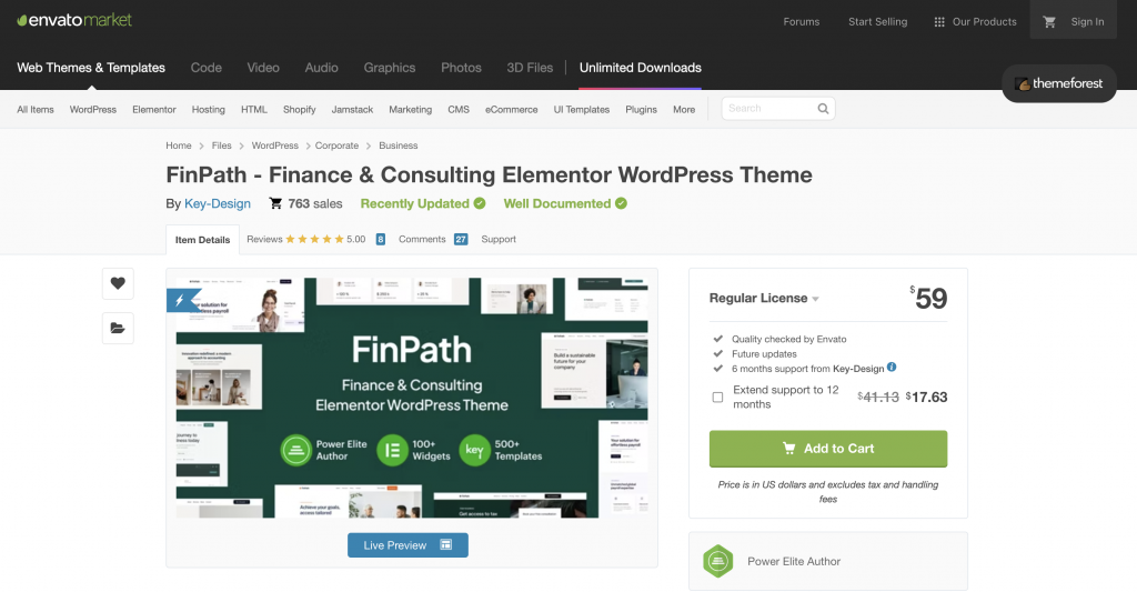 FinPath WordPress theme price