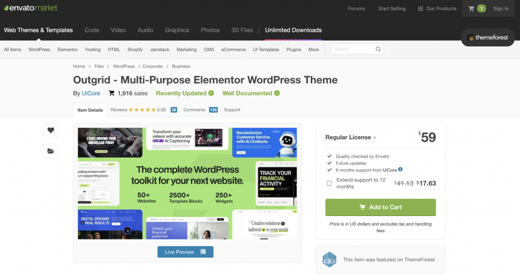 Outgrid Theme Codecanyon