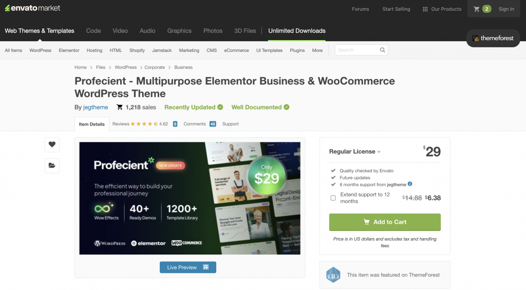 Envatomarket-profecient-theme