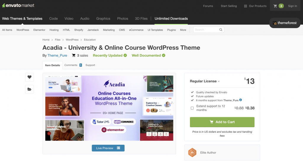 Acadia University & Online Course WordPress Theme