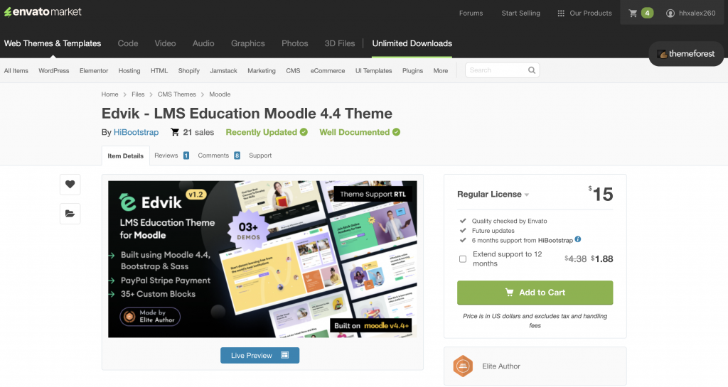 Edvik - LMS Education Moodle 4.4 Theme