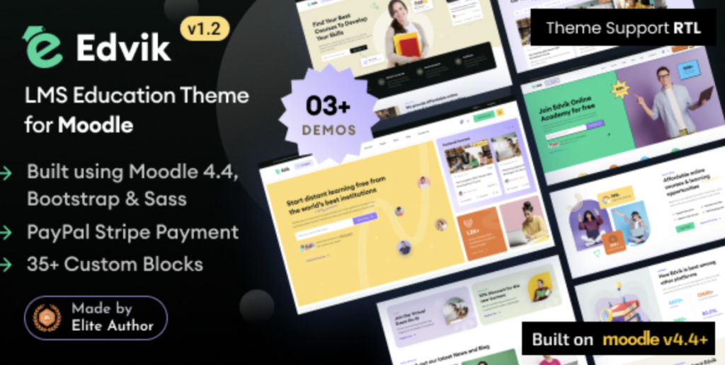 Edvik - LMS Education Moodle 4.4 Theme