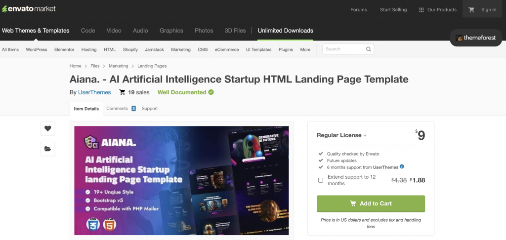 AI Startup HTML Landing Page Template