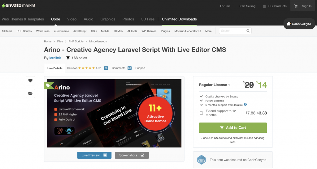 Arino Laravel Script With Live Editor CMS