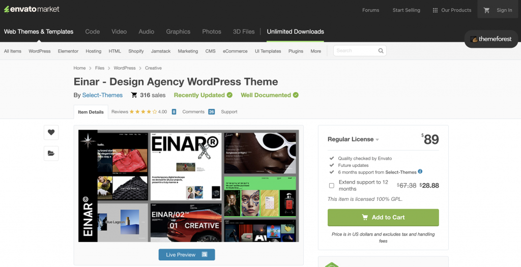 Einar - Design Agency WordPress Theme