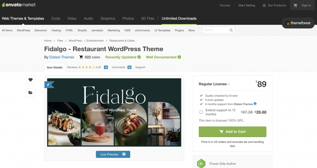 Fidalgo - Restaurant WordPress Theme