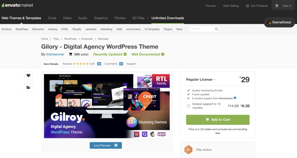 Gilory Digital Agency WordPress Theme