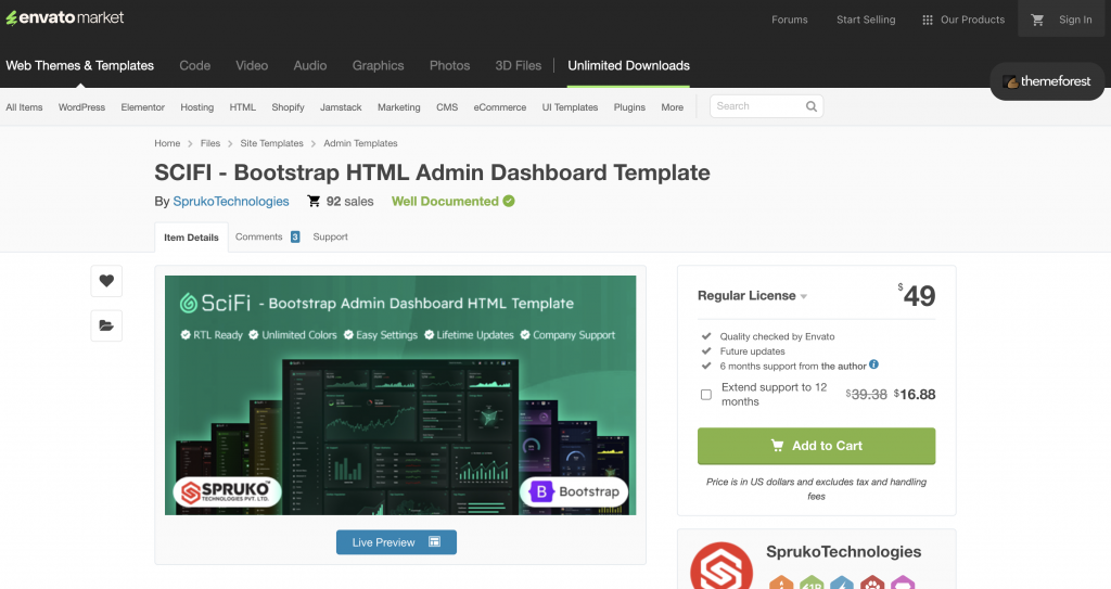 SCIFI Bootstrap HTML Admin Dashboard Template