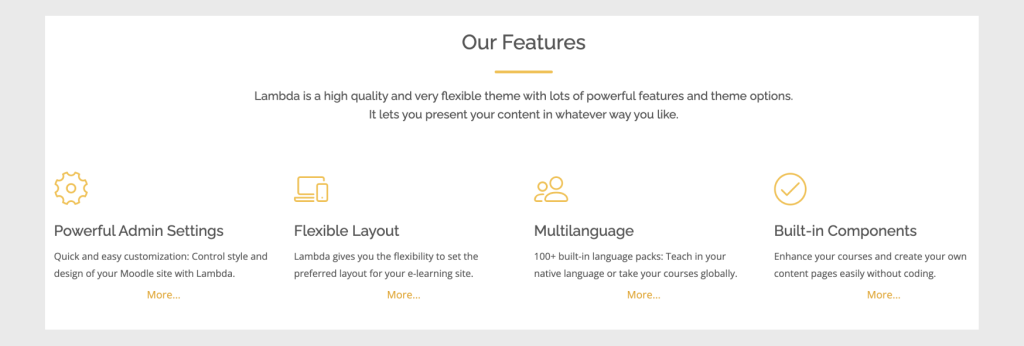 Lambda Moodle Theme Features